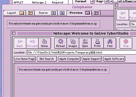 CyberStudio and Netscape, side by side